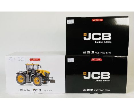 Wiking 1:32 Scale JCB Fast Track 8330 Gun Metal Grey - Boxed (x2), Wiking JCB Yellow Fast Track 8330 - Boxed (x1) - (3)&nbsp;