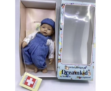 Heidi Ott of Switzerland Boxed Baby boy in Blue dungarees set boxed 1990s vintage (1)