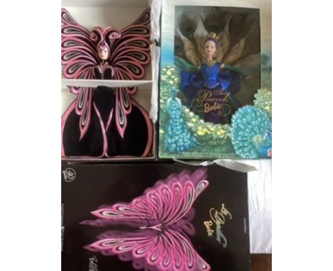 Mattel Barbie dolls ; The Peacock Barbie doll 1998 together with Papillon Barbie 1999; both unremoved from original boxes (2)