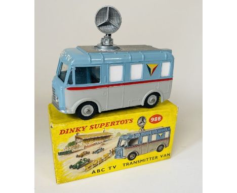 Dinky Toys No. 988 ABC TV transmitter van, (light blue over grey body with grey hubs, silver roof panel with grey plastic aer