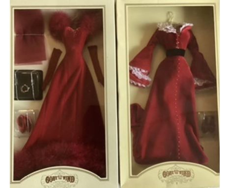 Franklin Mint  Scarlet Heirloom vintage portrait dolls outfits; Red elaborate gowns sets dresses. Unopened sets( 2)