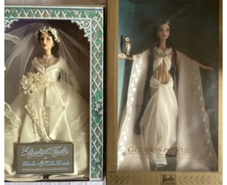 Mattel Barbie dolls ; Elizabeth Taylor wedding doll 2000 from Father of The bride movie and Goddess of wisdom Barbie doll 200