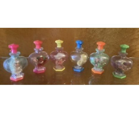 Mattel &nbsp;1967 Kiddle Kologne perfume Bottle dolls . All original dolls inside unopened and bottles show age wear. (6)