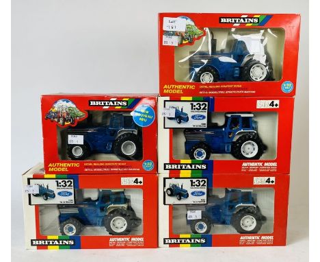 Britains 1:32 Scale - To include: Ford TW25 tractor, non steerable (x2). Ford 8730 steerable model, Ford 8730 variation - dif