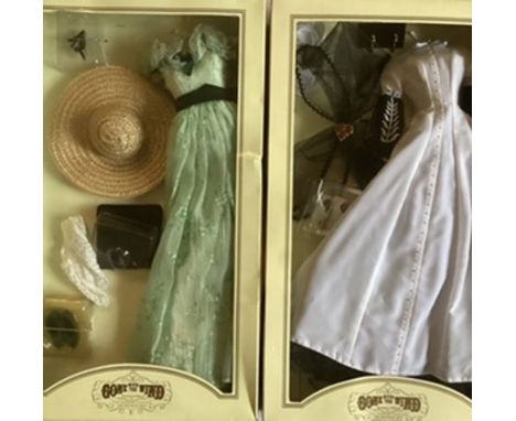 Franklin Mint&nbsp; Scarlet Heirloom vintage portrait dolls outfits; Long white gown and Green floral gown. Unopened sets( 2)