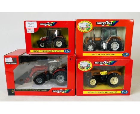 Britains 1:32 Scale - To include:&nbsp; Massey ferguson 6610 with loader, renault tz16, sergos 340, steyr 375 kompakt tractor