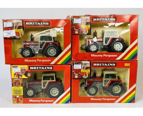 Britains 1:32 Scale - To include: Massey Ferguson 2680 Tractor, white cab version, 2x grey cab versions, 1x dual wheel white 