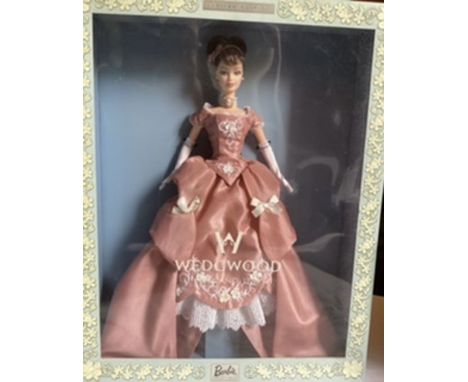 Mattel Barbie doll ; Wedgwood Pink rose version sealed boxed doll 2000 with a Wedgwood Jasper Cameo made in England. (1)