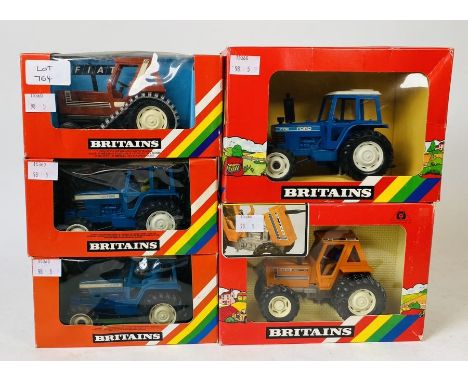 Britains 1:32 Scale - To include: 2x Ford TW20 models, 7710 model, fiat 880 TD half track, Fiat 9090 TD - Boxed (5)