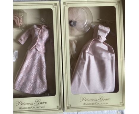 Franklin Mint Vintage Vinyl Portrait fashion doll wardrobe collection doll set ; Princess Grace of Monaco outfits of rose lon