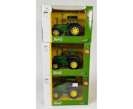 Britains 1:32 Scale John Deere 3640 (x3) 100 Years edition of Britains. All Boxed (3)