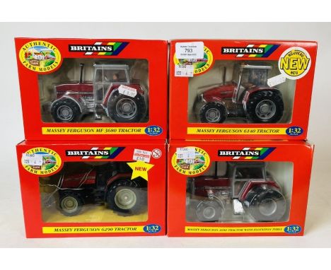 Britains 1:32 Scale - To include: Massey Ferguson 6140, 3680, 6290, 3680 flotation tyres - Boxed (4)