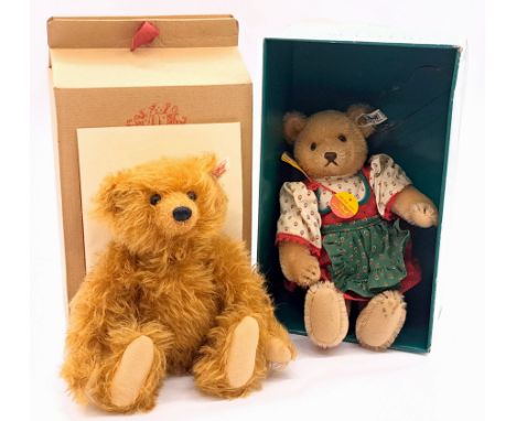 Steiff teddy bear pair including: (1) Theodore QVC exclusive teddy bear, white tag 660757, LE 2002, mohair, certificate, with