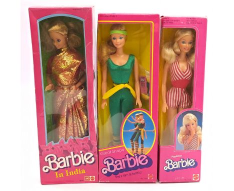 Mattel Barbie Group Including: (1) Playtime Barbie # 5336, (2) Great Shape Barbie # 7311, (3) Barbie In India #9910; All With