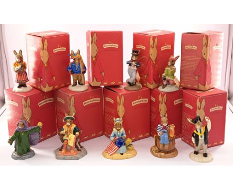 Royal Doulton Bunnykins Ceramic Figurines x9 To Include: Romeo, Betsy Rose, Henry VIII, Graduation Day, Merlin, Cabin Boy, Wi