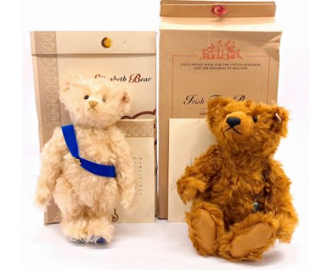 Steiff teddy bear pair including: (1) Queen Elizabeth Bear, exclusive to Peter Jones of Wakefield, white tag 662140, LE 1500,
