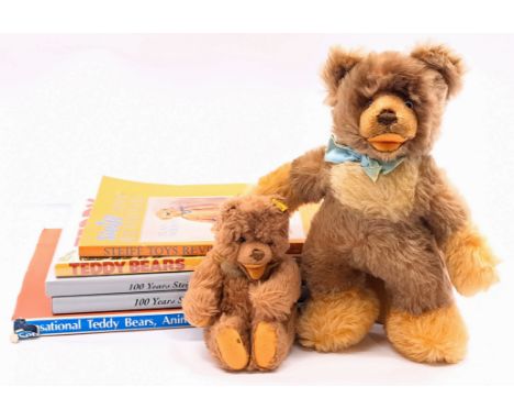 Steiff vintage Zotty and Steiff Books including: Mohair Zotty, 11"/28cm; Plush Zotty, 7"/18cm (left pad has stain and repair 