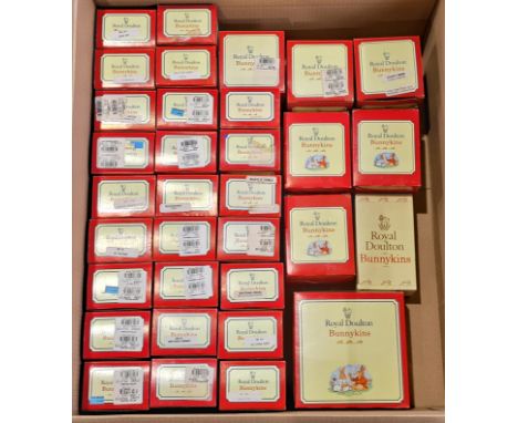 Royal Doulton Bunnykins Ceramic Figurines Group Of x33 To Include: 60th Anniversary, Fortune Teller, Fireman, Rainy Day, Alon