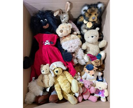 Teddy Bear and other group including: Charlie Bears Bentley (CB 0104632), Winnie the Pooh; Teddystyle Golly Girl doll, design