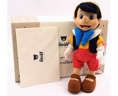 Steiff Disney Pinocchio, white tag 355998, LE 2000, felt/mohair, swing label, certificate, within Mint box with outer trade c