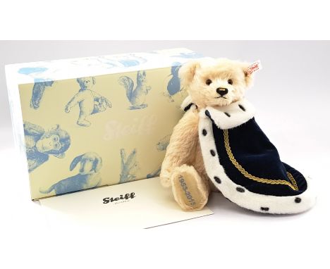 Steiff Teddy Bear Diamond Coronation, White Tag 664250, LE 355 Out Of 1,500, Mohair, Swing Label,&nbsp; Certificate; Within A