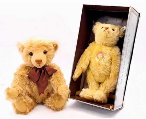 Steiff teddy bear pair including: (1) Millennium Teddy Bear, white tag 670374 (tag has discolured), mohair, limited to produc