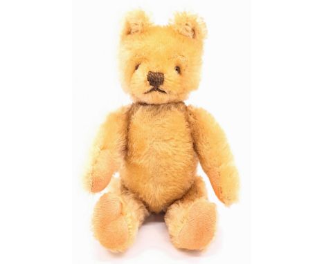 Steiff Vintage Original mask face bear, 1960s/1970s, caramel mohair (faded), plastic eyes, fully jointed, Good Plus, 6.5"/17c