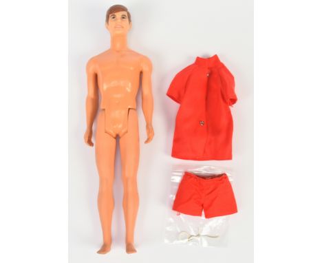 Mattel Barbie Talking Ken vintage doll, 1969, string has snapped (but present), inoperative, wearing red original shorts and 