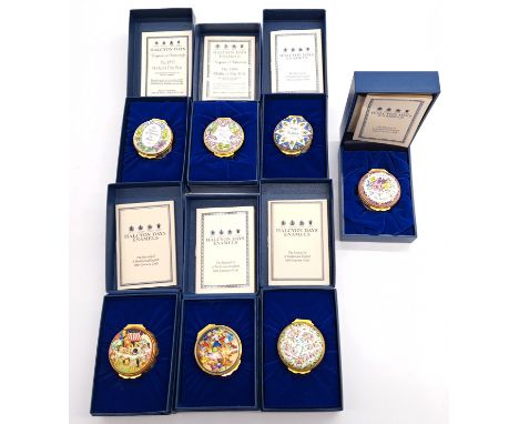 Halcyon Days Enamel Trinket Box Group Including:&nbsp; (1) Happy Birthday, Pink floral Design, (2) The 1994 Mothers Day Box, 