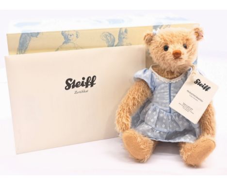 Steiff Alissa teddy bear, white tag 035135, LE 1500, from Alice in Wonderland, mohair, swing label, certificate, within Good 