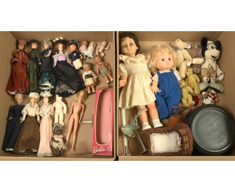 Vinyl vintage dolls, including: Mattel Barbie with twist 'n turn waist, hair has been cur, within Fair box; Bella (France) la