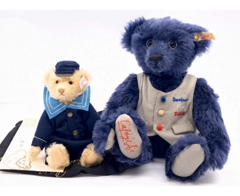 Steiff teddy bear pair including: (1) Galleries Lafayette "Bonjour Year 2000" bear, 1999, white tag 658075 (slight discolouri