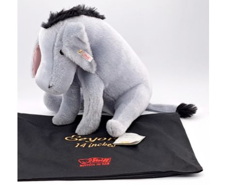 Steiff Eeyore Winnie the Pooh, White Tag 662317, Large Grey Mohair Donkey, 2004, Special Edition for North America &amp; The 