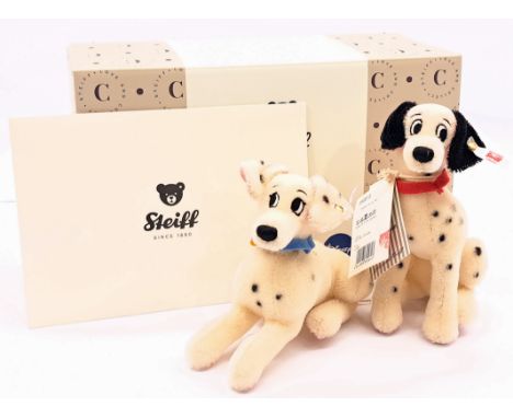 Steiff Disney 101 Dalmatians set, white tag 355813, LE 2000, mohair, swing labels, certificate, within Near Mint box, outer t