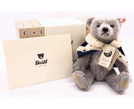 Steiff Long to Reign over us King Charles III teddy bear, white tag 691515, LE 2022, mohair, with swing labels, certificate, 