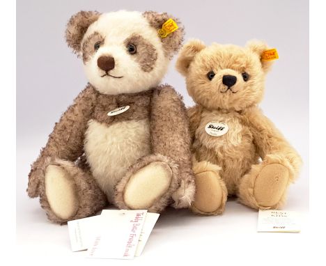 Steiff Teddy Bear Pair Including: (1) Pelle Panda Bear, Yellow Tag 027024, Mohair, With Chest Tag, Swing Label, 13"/33cm; (2)