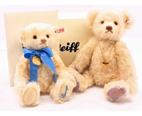 Steiff royal teddy bear pair including: (1) The Queen of Hearts Bear, Danbury Mint exclusive, white tag 662560, mohair, comme