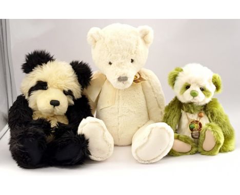 Charlie Bear Trio Including: (1) Rodley, CB 104717B, With Swing Labels, 13"/33cm, (2) An-An Puppet, CB 179999, With Swing Lab