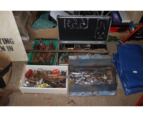 Three boxes of various mixed hand tools