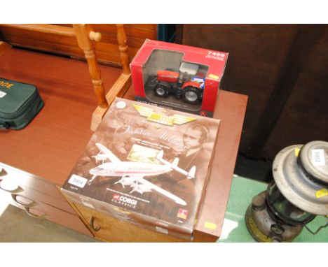 A Corgi Classics 'The Aviation Archive' model Air India aeroplane and a Massey Fergusson die cast model MF7499