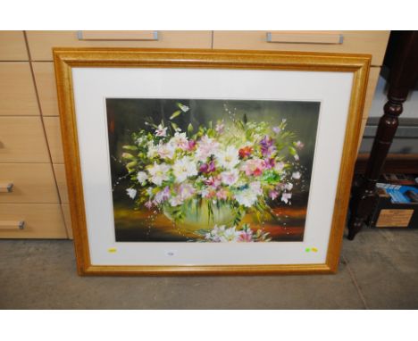 A gilt framed still life study of flowers
