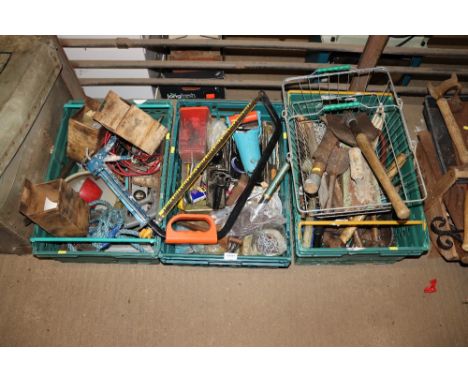 Three trays of assorted tools including Dronfield No.4 Plain