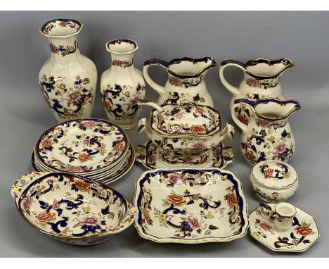 MASON'S MANDALAY PATTERN CERAMICS GROUP, including three jugs, 18cms H (the tallest), two-handled tureen on stand with cover 