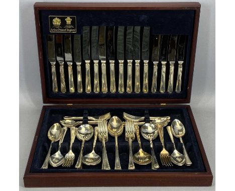 BOXED ARTHUR PRICE SILVER PLATED CANTEEN OF CUTLERY, eight place settings and serving spoons, cake forks (one fork missing)