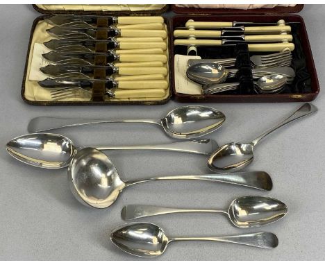 HALLMARKED SILVER &amp; EPNS CUTLERY to include a pair of George III serving spoons, Edinburgh 1789, maker's mark J Mc, 22.5c