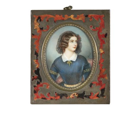 DANIEL SAINT (FRENCH, 1778-1847)Portrait Miniature of Lola MontezOval, oil, 8.75 x 6.25cmIn an ornate frame with carved and i