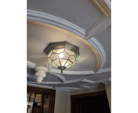 Beatrice Brass Flush Ceiling Light With Frosted Glass W200mm Drop 300mm