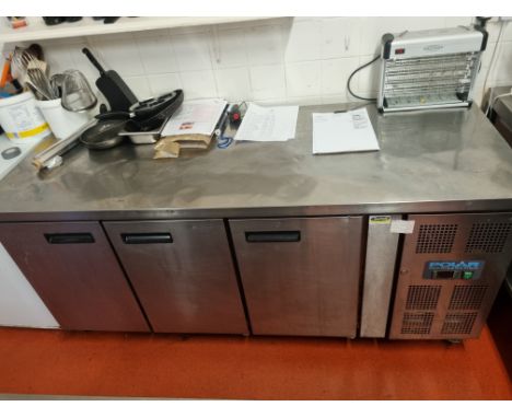 Polar Stainless Steel 3 Door Undercounter Bench Chiller W 1800mm D 700mm H 850mm