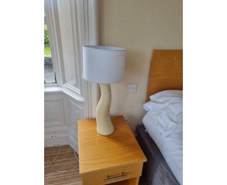 { Option of lots:  579 } 3xCream Ceramic Bedside Lambs With white&nbsp;Shade H 650mm (10)
