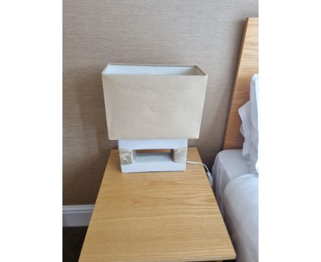 { Option of lots:  574, 575 } A Pair Of Cream And Gold Ceramic Bedside Lamps H 420mm (6)